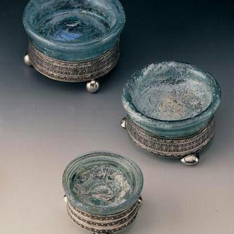 Roman Glass Judaica - Ancient Roman Glass Salt Dishes Small 6cm