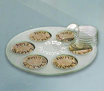 Jerusalem Stone Seder Plates - Jerusalem - Jerusalem Stone &amp; Glass Seder Plate