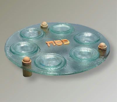 Glass Seder Plates - Cesaria - Jerusalem Stone &amp; Glass Seder Plate