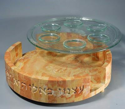 Jerusalem Stone Seder Plates - Iftach - Jerusalem Stone Seder Plate