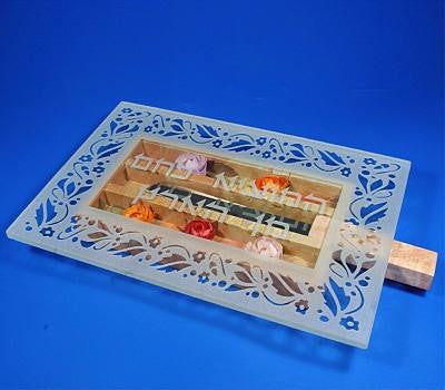 Granite, Jerusalem Stone &amp; Marble Challah Boards - Mofleta Jerusalem Stone Challah Board Set Glass Top