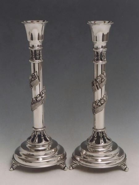 Sterling Silver Candlesticks - Jerusalem Spiral Tapered Candlesticks