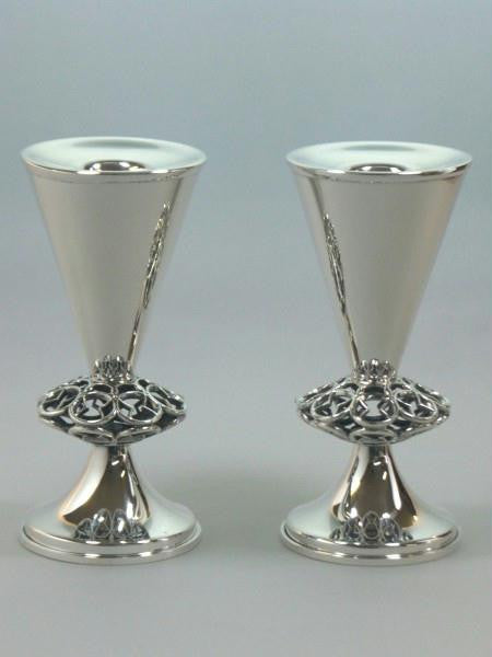 Sterling Silver Candlesticks - Conic Cutwork Candlesticks