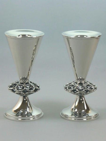 Sterling Silver Candlesticks - Conic Cutwork Candlesticks