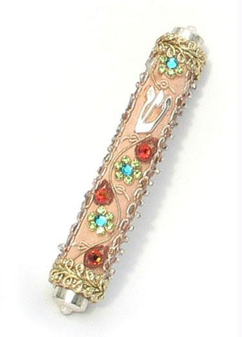 Metal Mezuzahs - Oriental Mezuzah - Pink