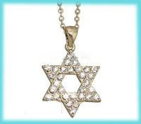 Fashion Jewelry - Star of David Fashion Necklace with White Rhinestones