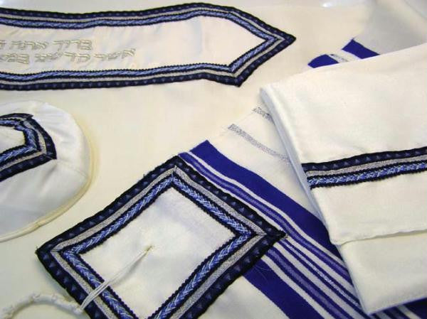 Classic Men's Tallits - Classic Royal Blue Silver Tallit - Custom Made