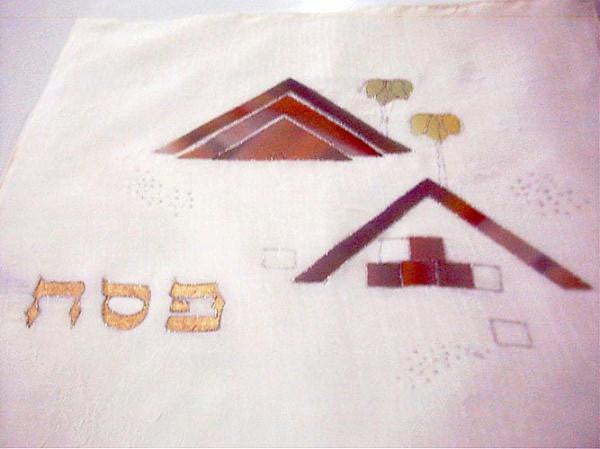 Silk Painted &amp; Embriodered Handmade Matzah Covers - Matzah cover - Pyramids