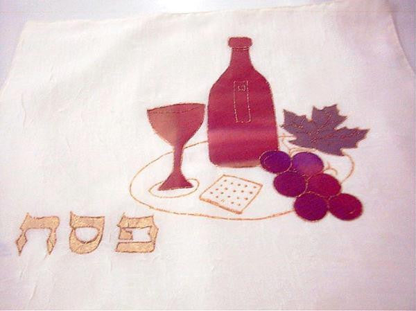 Silk Painted &amp; Embriodered Handmade Matzah Covers - Matzah Cover - Fruit of the Wine