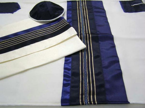 Modern Tallits for Men - Royal Blue Tallit Synthetic Embroidered