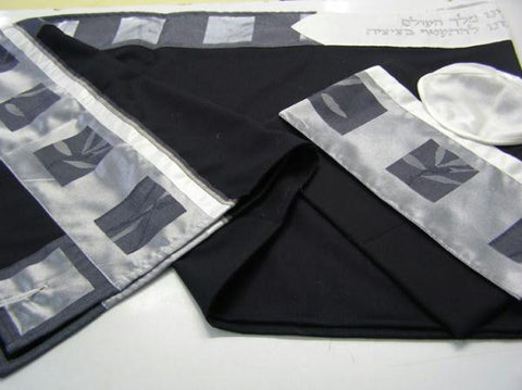 Modern Tallits for Men - Black Leaves Tallit Embrodered Synthetic
