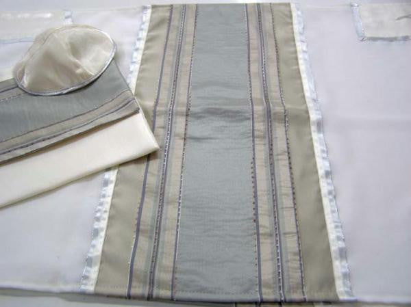 Modern Tallits for Men - Stone Stripes Tallit Synthetic Embrodered