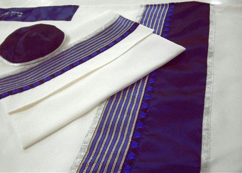 Modern Tallits for Men - Modern Dark BlueTallit Synthetic Embroidered