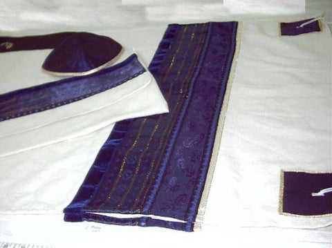 Modern Tallits for Men - Royal Blue Tallit Embroidered Synthetic