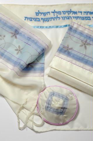 Women's Tallits - Blue Flower Swirls Tallit