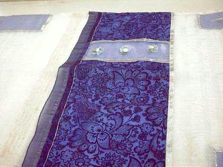 Women's Tallits - Royal Blue Garden Tallit Printed Dupion Silk