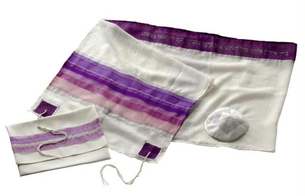 Women's Tallits - Purple Way Tallit Embroided Dupion Silk