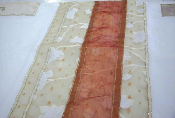 Women's Tallits - Beige Flowers Tallit Dupion Silk Printed