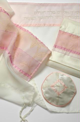 Women's Tallits - Pink White Tallit