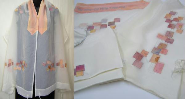 Women's Tallits - Voile Tallit with Cube application