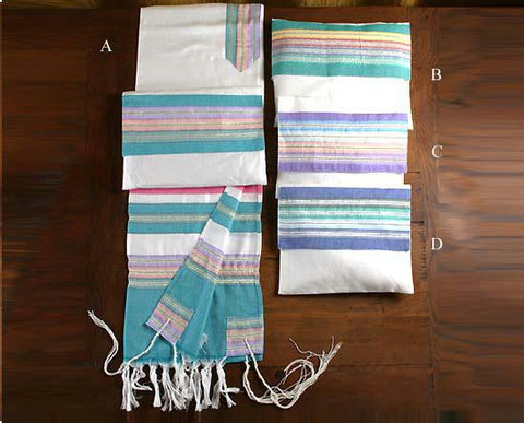 Gabrieli Hand Woven Silk Tallits - Gabrieli Hand Weaven Silk Tallit - Pattern #2 30X80Inches Add Design #B