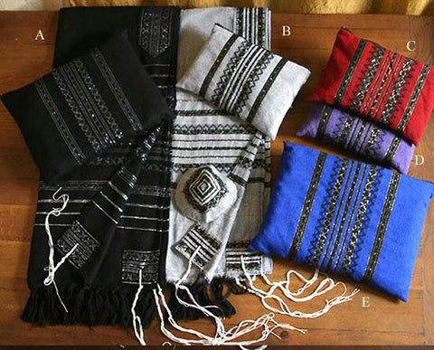 Gabrieli Hand Woven Wool Tallits - Gabrieli Hand Weaven Strips on Color Wool Tallit Pattern # 4 40X80Inches Add