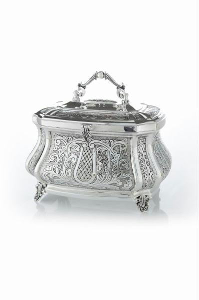 Sterling Silver Etrog Box - Milnezi Embossed Sterling Silver Etrog Box