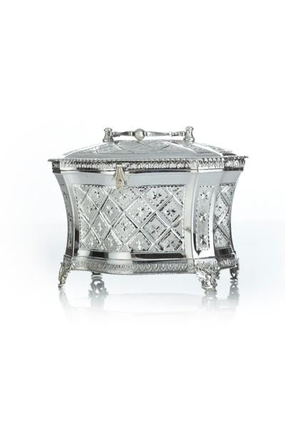 Sterling Silver Etrog Box - Sterling Silver Florence Diamond Etrog Box