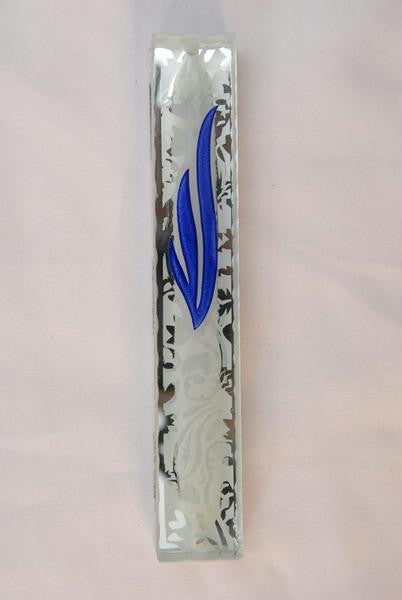 Handmade Glass &amp; Stained Glass Mezuzahs - Beveled Glass Mezuzah Case with Shin