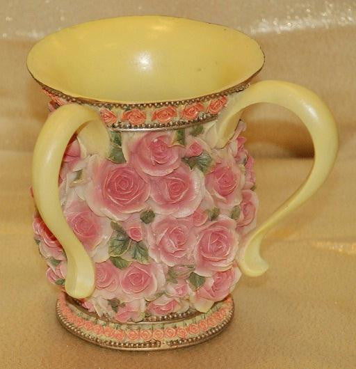 Hand Painted Resin Washing Cups - Pink Rose Washing Cup