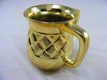 Ceramic Washing Cup - Basket weave Gold Washing Cup