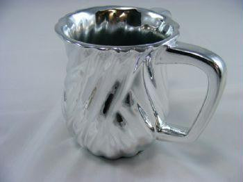 Ceramic Washing Cup - Fluted Silver Washing Cup