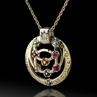 Jewish Kabbalah Jewelry - Gold Ten Sephirot Kabbalah Pendant