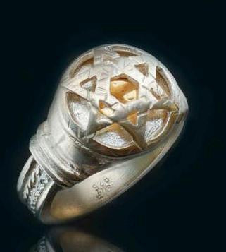 Unisex Rings - Five Metal Ring with Gold Star of David