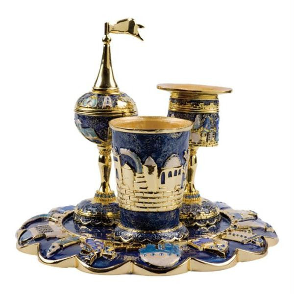 Jeweled Havdalah Sets - Jeweled - Havdalah set Blue