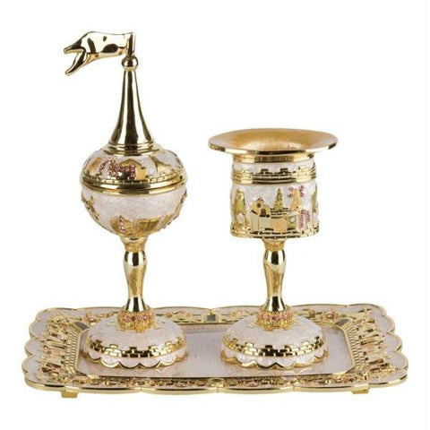 Jeweled Havdalah Sets - Jeweled - Havdalah Spice with Tray Ivory