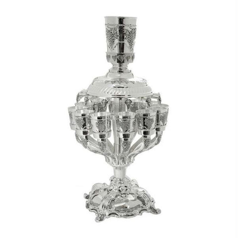 Enameled Brass &amp; Metal Fountain Wine Sets - Wine Fountain 12 Cups - Reveet Silver