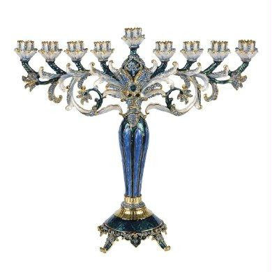 Metal Menorahs - Menorah Chanukkia Turquoise