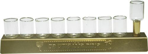 Metal Menorahs - Metal Strip Menorah with GLASS cups