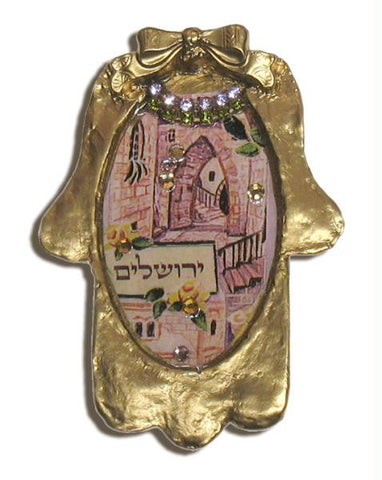 Hamsa &amp; Jewish Blessings - Jerusalem Mini Hamsa by Michal David