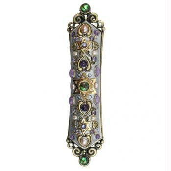 Handmade Mezuzahs by Michal Golan - Striking Gold and Silver Mezuzah