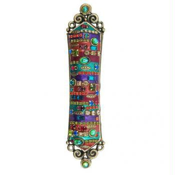 Handmade Mezuzahs by Michal Golan - Sunny Multi Bright Motif Mezuzah