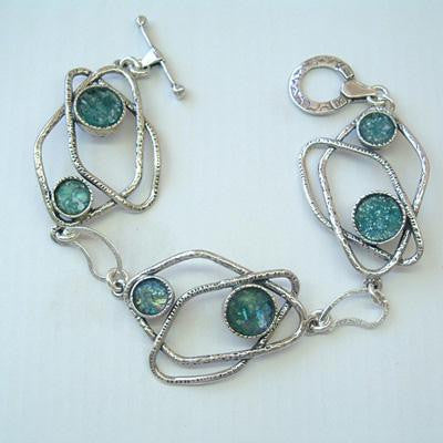 Unique Modern Roman Glass Bracelets - Sterling Silver Ancient Roman Glass Fantasy Bracelet