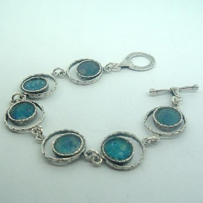 Unique Modern Roman Glass Bracelets - Sterling silver and Unique Roman glass Entwined Circles Design Bracelet