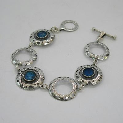 Unique Modern Roman Glass Bracelets - Roman Glass Sterling Silver Planets Design Bracelet