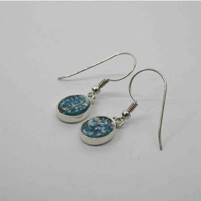 Handmade Roman Glass Earrings - Sterling Silver Oval Ancient Roman Glass Earrings