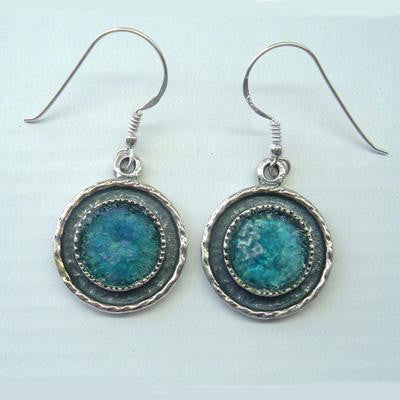 Handmade Roman Glass Earrings - Echoes of Ancient Rome Sterling Silver Roman Glass Earrings