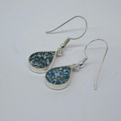 Handmade Roman Glass Earrings - Sterling Silver Ancient Roman Glass Tear Drop Earrings