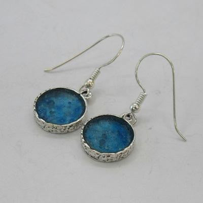 Handmade Roman Glass Earrings - Textured Sterling Silver Roman Glass Earrings