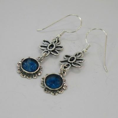 Handmade Roman Glass Earrings - Sterling Silver Floral Roman Glass Earrings